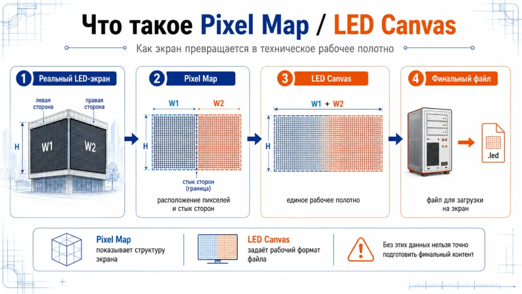 Pixel Map и LED Canvas для подготовки Naked-eye 3D контента на угловой LED-экран