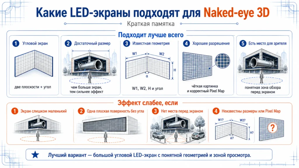 Какие LED-экраны подходят для создания Naked-eye 3D эффекта